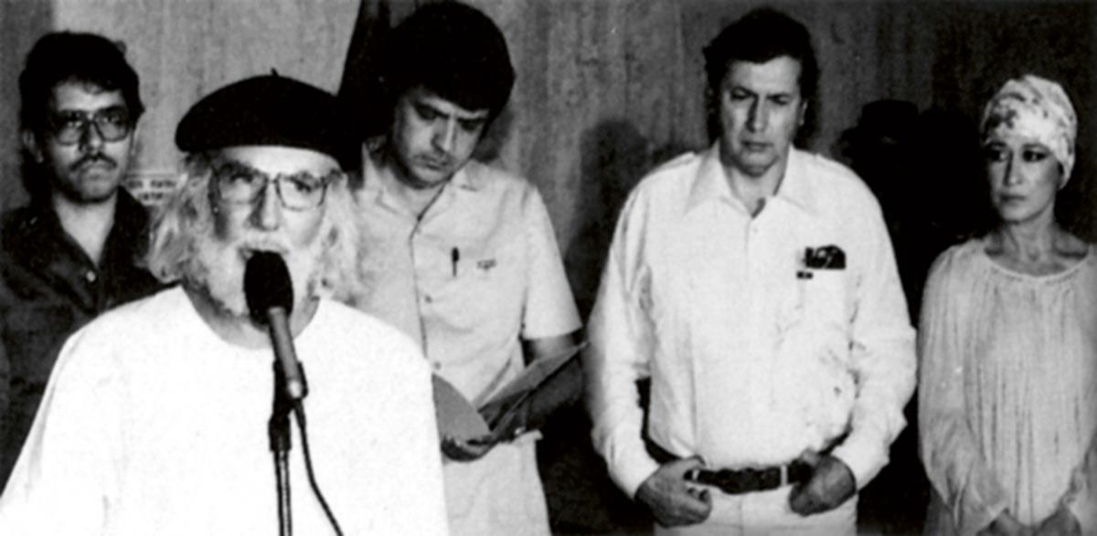 Avec Daniel Ortega, le père Cardenal, Sergio Ramírez et Martha, Managua, 1981